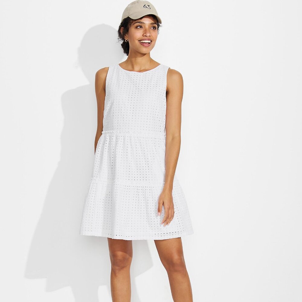 Lands End Sleeveless Eyelet Tiered Dress